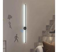 HJMMHX Modern LED Wall Sconce with Motion Sensor Wireless Battery Powered Rechargeable Aluminum Lighting for Living Room Black & White Light 80cm Long