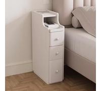 HJMMHX Modern Ultra Narrow Bedside Table with 3 Drawers Storage Small 20cm Nightstand for Bedroom Simple and Stylish Mini Bedside Cabinet with Crevice Design