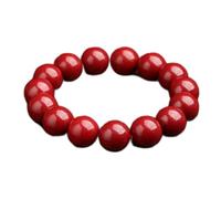 HJMMHX Natural Gemstone, Lucky Fox CharmNatural Cinnabar Balance Red Beaded Bangle for Natal Year Wealth Amulet Attract Money Prosperity Luck,Beads,10mm