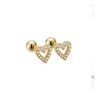 HJMMHX Real 925 Sterling Silver Romantic Heart Bead Screw Stud Earrings For Women Wedding Minimalist Fine Jewelry