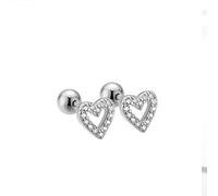 HJMMHX Real 925 Sterling Silver Romantic Heart Bead Screw Stud Earrings For Women Wedding Minimalist Fine Jewelry