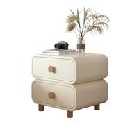 HJMMHX Rustic 2-Drawer Bedside Table with Handles Space-Saving Wood Nightstand for Bedroom Easy Assembly Beige Yellow Cabinet