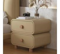 HJMMHX Rustic Beige Yellow Bedside Table with 2 Drawers & Handles Space-Saving Storage Nightstand for Bedroom Easy Assembly Stylish & Functional Furniture