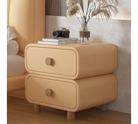 HJMMHX Rustic Beige Yellow Bedside Table with 2 Drawers & Handles Space-Saving Storage Solution for Bedroom Easy Assembly Nightstand Perfect for Home Décor