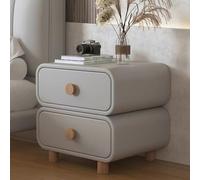 HJMMHX Rustic Wooden Bedside Table with Handles - 2 Drawer Storage Cabinet for Bedroom Space-Saving Nightstand Easy Assembly Yellow Beige Finish Compact Size (35cm)