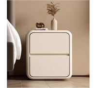 HJMMHX ry Modern Solid Wood Nightstand, Minimalist Wooden Bedside Table with Stone Ed, Cact Leather Nightstand for Small Rooms, Creative Design for Slish Decor