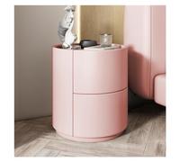HJMMHX ry Round Microfiber Leather Nightstand, Solid Wood 2-Der Modern Side Table, Ele Bedroom Fur, Slish Sto Solut for Home Decor