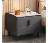HJMMHX ry Solid Wood Modern Nightstand, Minimalist Design with Stone Ed, Cact Leather Night Table for Smals, Creative Bedroom Fur Solut