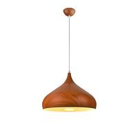 HJMMHX Scandinavian Design Pendant Light 1 E27 Head Metal Shade with Wood Grain Finish in Macaron Color Rustic Hanging Lamp Artisan Craft for Home Decor