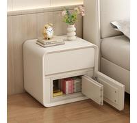 HJMMHX Smart Leather Nightstand with Safe, Solid Wood Side Table with Der, No Assembly Required, Modern Bedroom Fur, (40cm/15.7in)