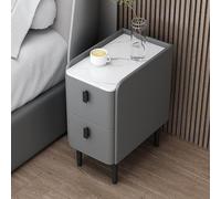 HJMMHX Smart LED Nightstand with Bluetooth o Stat, Wooden Bedside Table with 2 Ders, Multifunctal Simple Design for Bedroom Sto and Charging.