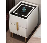 HJMMHX Smart Nightstand with Drawer LED Accent Table for Small Spaces Slim Design for Bedroom Modern Nightstand with Ample Storage Space