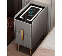 HJMMHX Smart Nightstand with Drawer LED Side Table for Small Spaces Slim Design for Bedroom Modern Nightstand with Ample Storage Space