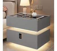 HJMMHX Smart Nightstand with Hidden Safe, Adjustable LED Lights, Der Sto for Bedroom & Living Room - Slish Side Table, nizer, Multi-functal Desk Cabinet
