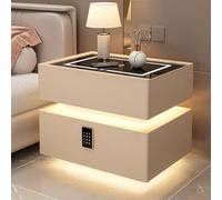 HJMMHX Smart Nightstand with Hidden Safe, Der & Adjustable LED Lights - Versatile Bedside Table for Bedroom, Living Room, Office Sto Solut