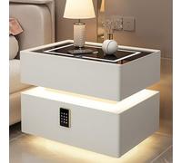 HJMMHX Smart Nightstand with Hidden Safe, Der & Adjustable LED Lights - Versatile End Table for Bedroom, Living Room, Desk & Sto Soluts