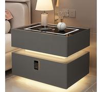 HJMMHX Smart Nightstand with Hidden Safe, Der, Adjustable LED Lights - Versatile Side Table for Bedroom, Living Room, Office Sto Solut