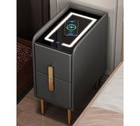 HJMMHX Smart Nightstand with Storage Drawer LED Accent Table for Small Spaces Slim Design for Bedroom Modern Nightstand with Ample Storage Space