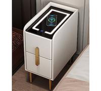 HJMMHX Smart Nightstand with Storage Drawer LED Table for Small Spaces Narrow Design for Bedroom Modern Night Table with Ample Storage Space