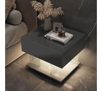 HJMMHX Smart Recharable LED Floating Nightstand with Black Der - Modern Bedroom Bedside Table, Slish Night Light, and Sto Solut for Home Decor