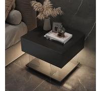 HJMMHX Smart Recharable LED Floating Nightstand with Black Der - Modern Bedroom Night Table for Slish Sto and Ambient Lighting
