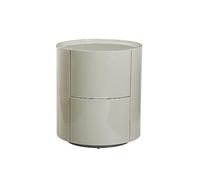 HJMMHX Solid Wood Nightstand with 2 Drawers Round Bedside Table with Silent Glides for Bedroom or Living Room Khaki Finish 40x46cm