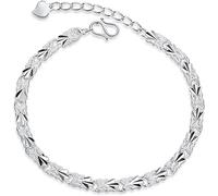 HJMMHX Sterling Silver, ，Crystal Bangle s for Sterling Silver for Women,Women 925 Sterling Silver Exquisite Carve Flower Vine Sterling Silver Jewellery