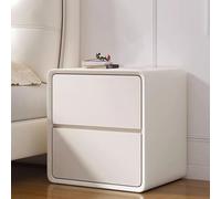 HJMMHX Stylish Wooden Nightstand with 2 Drawers Leather Finish Large Capacity Silent Rails No Assembly Required Elegant Bedroom Fur Modern Home Decor