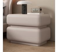 HJMMHX Wooden Nightstand Space-Saving 2-Drawer Bedside Table with Hidden Handle & Metal Slides Storage Cabinet for Bedroom & Living Room Khaki Color 40cm