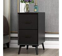 HJMMHX Wooden Nightstand with 2 Drawers Corner Table with Wooden Legs Bedside Cabinet for Bedroom Living Room Guest Room - Stylish and Functional Furniture Piece