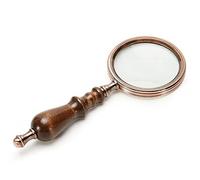 HJMMWT 10X Handheld Magnifying Glass Antique Wooden Handle Magnifier Glass for Reading Book,Inspection, Brown-Brass The New