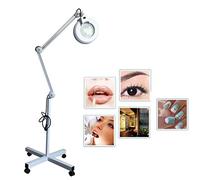 HJMMWT 5X/8X Magnifier Lamp,127mm Floor Lamp, Magnifying Glass, Foldable Swivel, Height Adjustable for Beauty Manicure Tattoo Skiare Equipment a/A Interesting Life Fashionable
