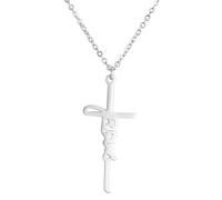 HJMMWT 925 Sterling Silver Minimalist Crucifix Necklace Men, Cross Necklace With Jesus On It - Choker Crucifix Pendant For Men, Jesus Cross Necklace For Christmas Thanksgiving Gifts