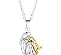 HJMMWT Accessories Silver For Women And Men, Hugged Dog Necklace, Mom Child Hug, Angel Wings Pendant, Two Hands Hugs Kisses Hugging Necklaces