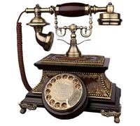 HJMMWT Antique Dial Telephone Landline,Desktop Corded for Home Office,Wooden Retro with Redial Function,Old Fashioned Desk