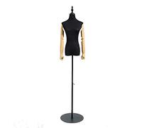 HJMMWT Black Female Dress Form Mannequin Body Torso with Plastic Arms, Half Mannequin Torso with Round Base, Adjustable Height