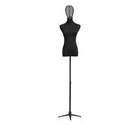 HJMMWT Black Half Mannequin Torso with Iron Base& Mesh Head, Female Form Mannequin Torso Body for T-Shirts/Dresses, Adjustable Height