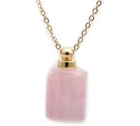 HJMMWT Crystal Necklaces For Women, Dainty Natural Rose Quartz Essential Oil Diffuser Flat Cylinder Pendant Necklace Reiki Chakra Yoga Necklace Meditation Jewelry Gift For Girl Women Men