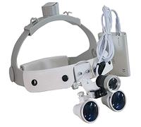 HJMMWT Dental Loupes,2.5X / 3.5X Dentist Dental Surgical Medical Binocular Loupes,Head-Mounted Magnifier,with Head Light Lamp+Aluminum Box Silver,Suitable for Surgery,Orthopedics