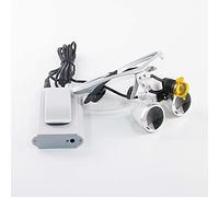 HJMMWT Dental Loupes,3.5X Glass Lens Surgical Binocular Magnifier + Portable Headlight in Clip Head Light,Silver