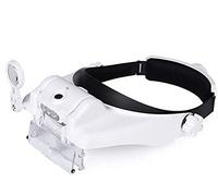 HJMMWT Headband Magnifier,Head MountLighted Magnifying Glasses,Headband Headset Magnifier with Three Light,Hands Jewellery Magnifying Loupe Glasses,Instrument Maintenance Elderl