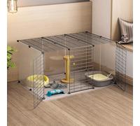 HJMMWT House - Playpen Enclosure Indoor Ferret Cage Dog Dogs Indoo Cages Easy To Clean For Cat And Small Animals,Schwarz-111X75X47CM(1)