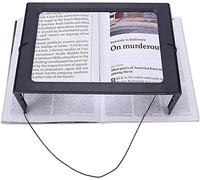 HJMMWT Magnifier 3X Rectangular A4 Full-Page Reading Magnifier, Hands- Large Hanging Folding Magnifying Glass with 4 Light, Perfect Reading Aid for Elderly and People with Low Vis
