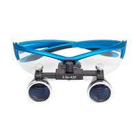 HJMMWT Magnifier,Medical Dental Surgical Loupes,3.5X Two-Way Adjustment Goggles Frame Binocular Magnifying Glasses Optical Glass Loupe with Head Light Lamp and Handy Carry Case(Blue)