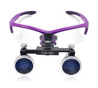 HJMMWT Magnifier,Medical Dental Surgical Loupes,3.5X Two-Way Adjustment Goggles Frame Binocular Magnifying Glasses Optical Glass Loupe with Head Light Lamp and Handy Carry Case(Purple)