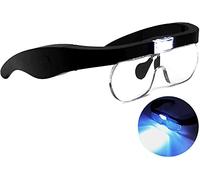 HJMMWT Magnifying Glasses, Rechargeable Headband Magnifier with 2 LEDs 4 Detachable Lenses 1.5X, 2.5X, 3.5X, 5X, for Jewelry Craft Watch Repair Hobbyist Double The Comfort