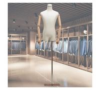 HJMMWT Mannequin Body Torso Male, Display Bust Dressmakers Half Scale Manikins Torso with Demountable Solid Wood Arm for Sewing Clothing Studio, Easy to Assemble, 3 Co,Silver