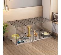 HJMMWT Playpen Enclosure Ferret Cage Dog For Small Dogs Indoor Kennels Detachable Metal Cat Cages Easy To Clean - Large Exercise Place I,Black-147X75X47CM