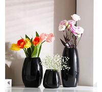Ceramic Vase Set of 3 Black Flower Vase for Home Decor, Modern Decorative Vase for Flowers Vases for Yor Ideal Shelf Decor/Table/Living Room/Kitchen/Office-Black