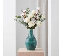 hjn Teal Ceramic Vase-Modern Decor Vases for Living Room/Bookshelf/Mantel/Home Decor Accents - Teal Texture-Small-9.4" H